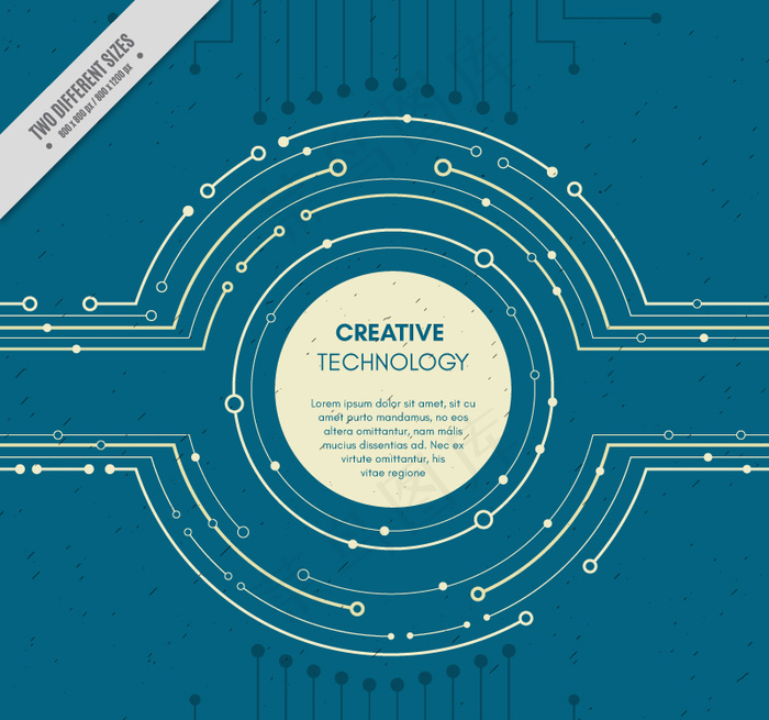 技术背景与圆形电路eps,ai矢量模版下载
