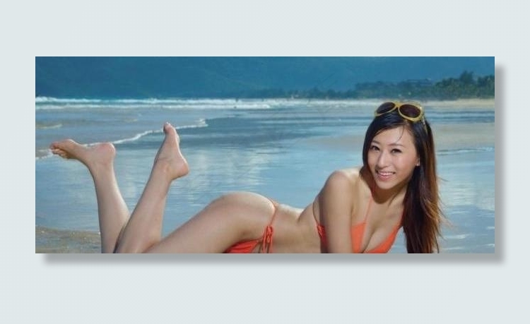 美女与海滩图片