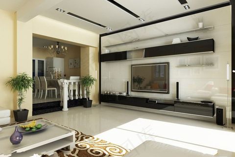 现代简约电视背景墙效果图