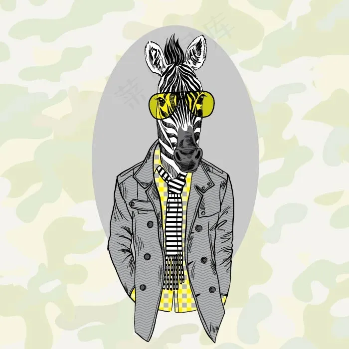 印花矢量图 时尚动物拟人专题 动物...ai矢量模版下载