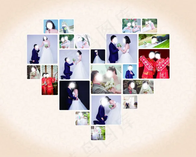 心形相片墙(9921X7937(DPI:72))psd模版下载