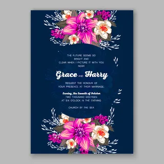 盛开的花朵花卉婚礼请贴图片