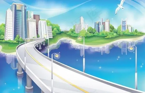 梦想中的城市建筑矢量素材