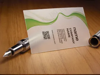 最新简洁绚丽绿色透明名片设计