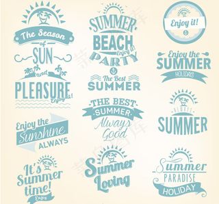 夏季艺术字标签矢量图片