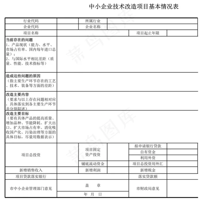 中小企业技术改造项目基本情况表