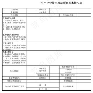中小企业技术改造项目基本情况表