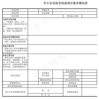 中小企业技术改造项目基本情况表