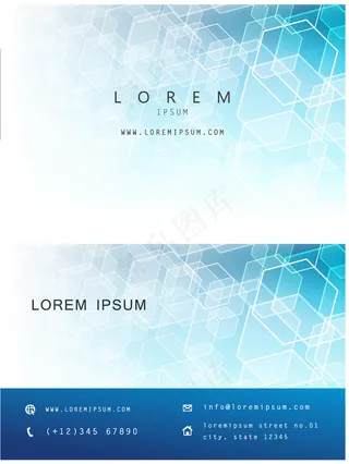 商务名片科技蓝色微立体创意名片模板...