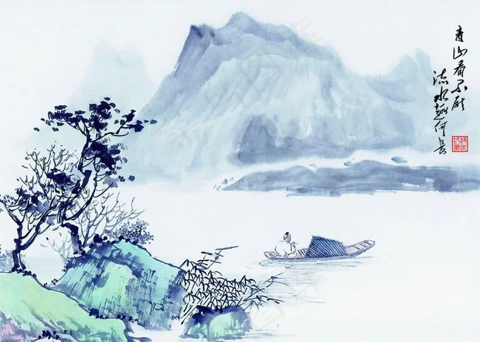 国画山水cdr矢量模版下载