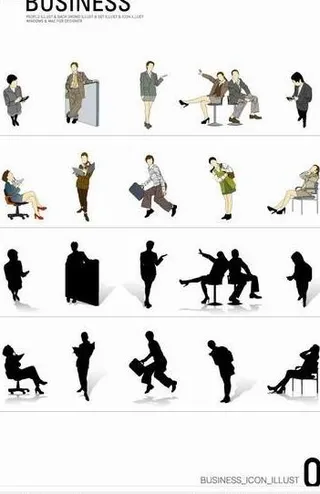 韩国商务办公人物各种姿态矢量图11...