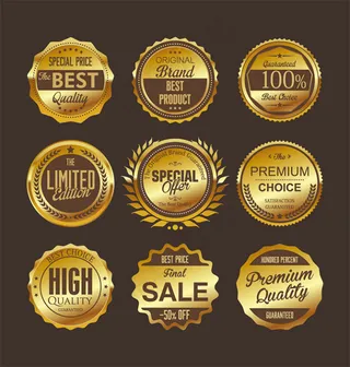 精美优质金色标签设计矢量素材