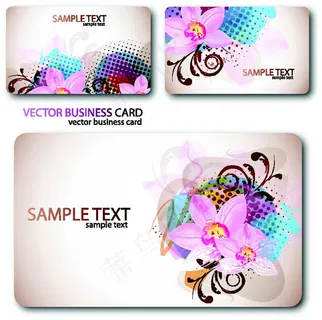 炫彩花朵卡片矢量素材