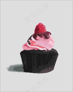 油画草莓小蛋糕