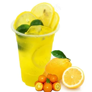 金桔柠檬果饮奶茶图片