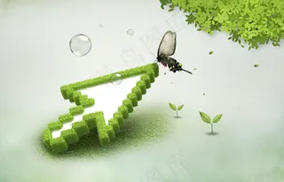 蝴蝶新能源绿色环保背景