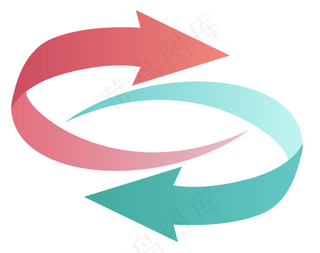 双向旋转渐变箭头图标元素