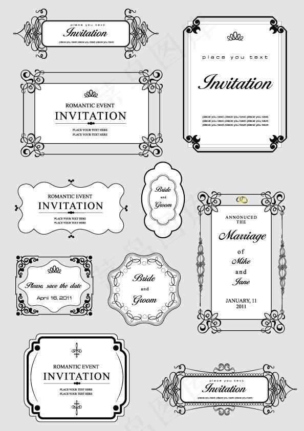 传统花纹边框矢量素材免费下载