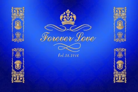 蓝金欧式婚礼签到台背景