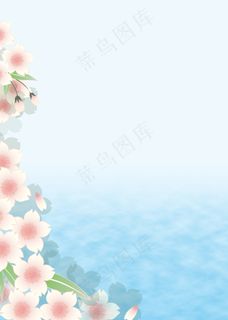 绿色渐变边角花瓣衬托背景图