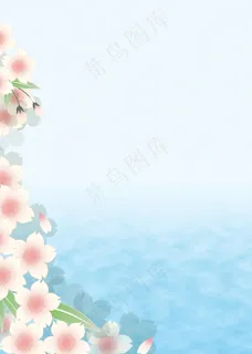 绿色渐变边角花瓣衬托背景图