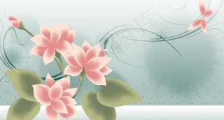 矢量荷花水墨背景图片
