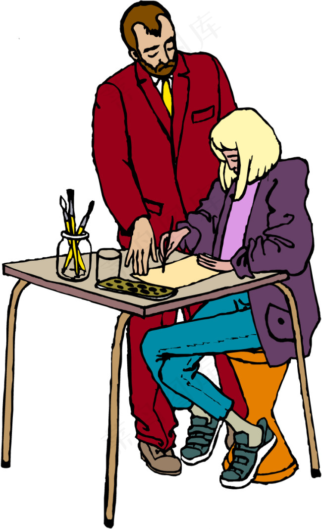 正在上美术课的学生