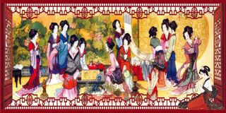 爱丽舍古典美女背景墙