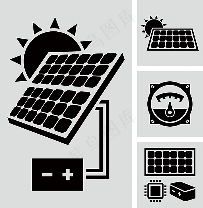 太阳能发电图标eps,ai矢量模版下载