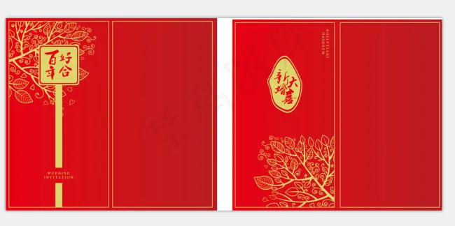 红色金色婚礼请柬cdr格式cdr矢量模版下载