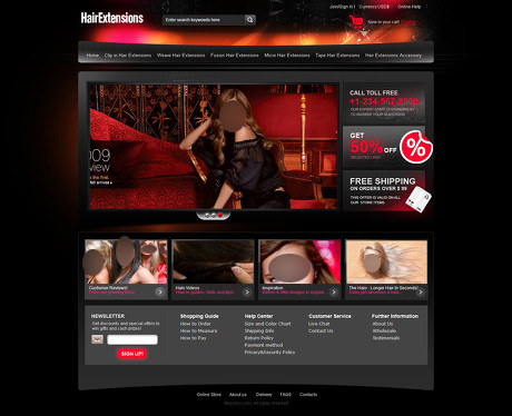 国外B2C高端假发站psd分层素材