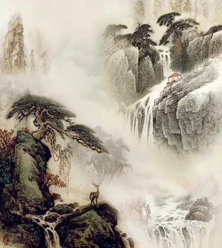 室内挂画山水画背景墙幻境