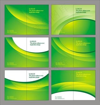 动感绿色画册封面封底设计矢量素材