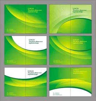 动感绿色画册封面封底设计矢量素材