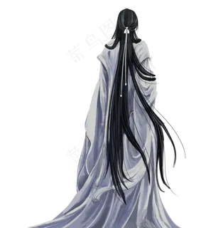 古风白衣男子背影手绘PNG古风白衣男子背影手绘PNG