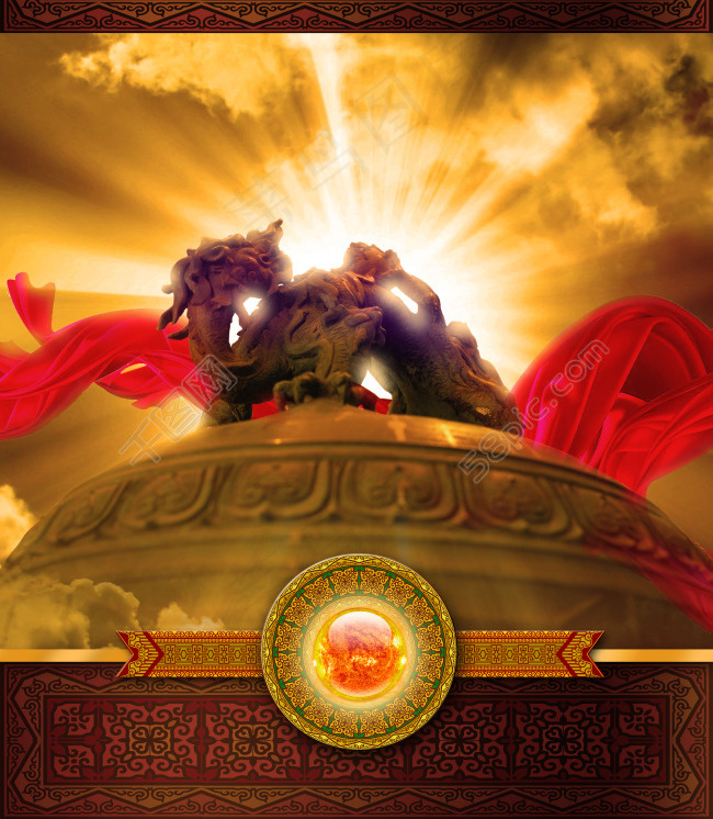 文化展板背景中国风(3432X3939(DPI:300))psd模版下载