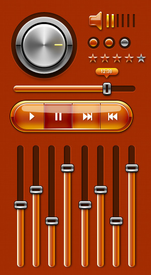 网页播放器控件按钮PSD源文psd模版下载