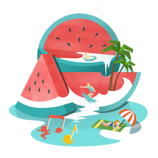 夏天清凉西瓜夏季大暑小暑24二十四节气