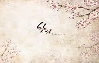 唯美桃花树枝图案背景