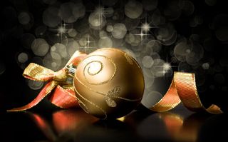 圣诞球丝带光斑背景