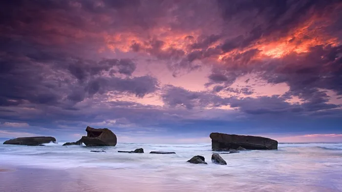 黄昏海边风景图片