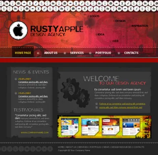 个性红色企业网站psd模板