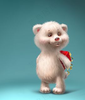 背着礼物的3D熊图片