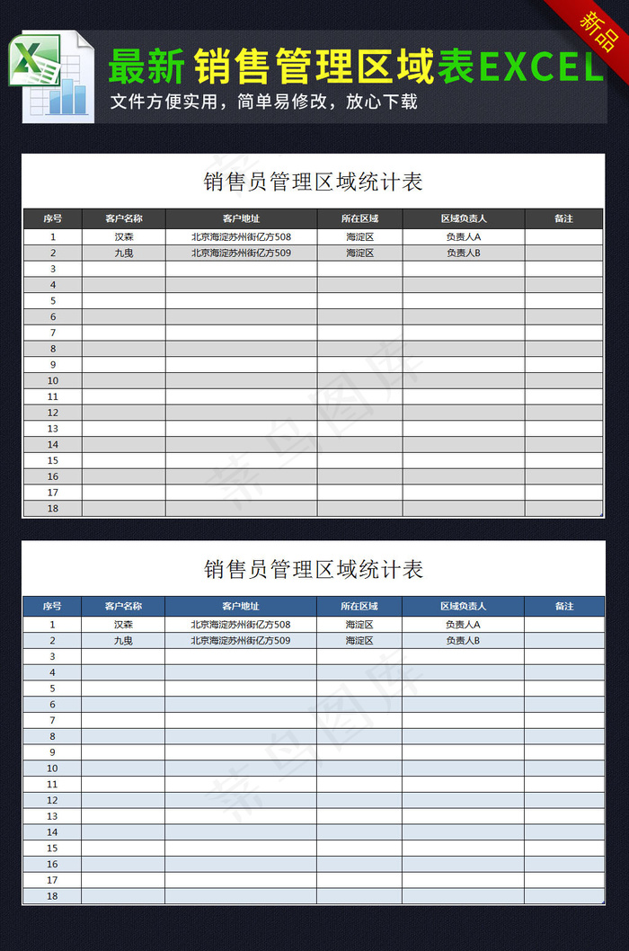 公司销售员管理区域统计表excel...