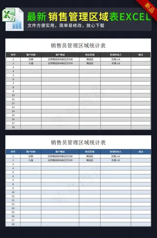 公司销售员管理区域统计表excel...