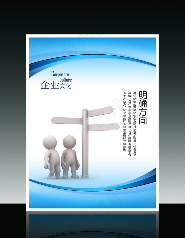 企业文化3D小人系列之明确方向psd模版下载