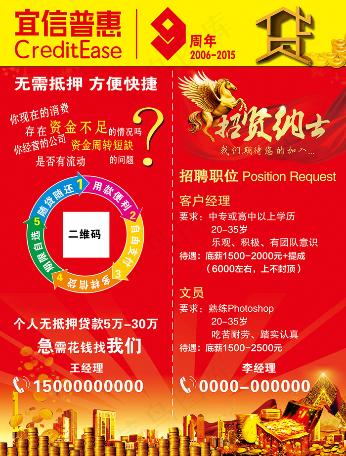 宜信普惠招聘宣传海报高清PSD素材...