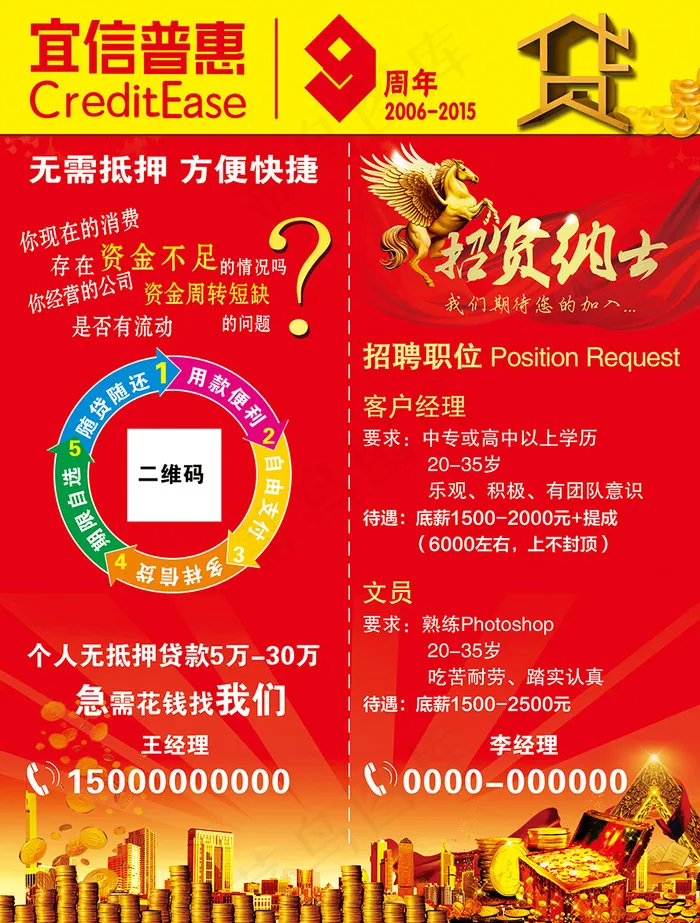 宜信普惠招聘宣传海报高清PSD素材...(2669X3520(DPI:300))psd模版下载