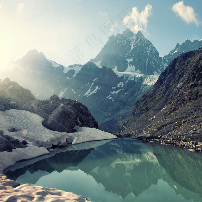 高山湖水风景