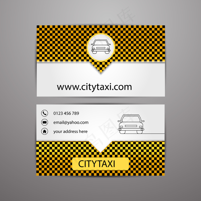 创意黄色格子矢量名片